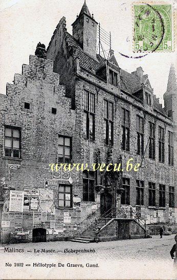 postkaart van Mechelen Schepenhuis