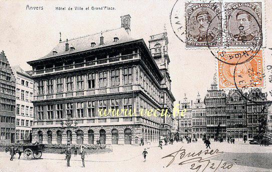 postkaart van Antwerpen Stadhuis en Grote Markt
