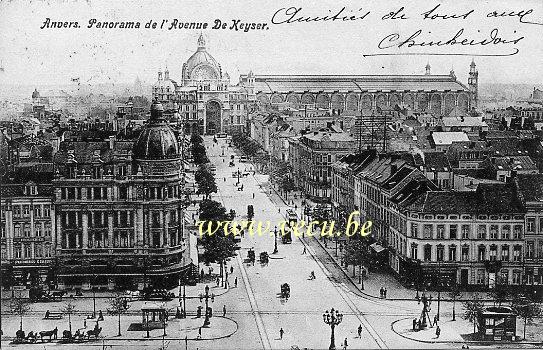 postkaart van Antwerpen De Keyserlei - panorama