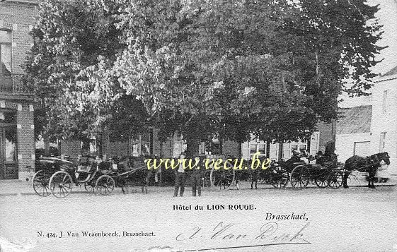 ancienne carte postale de Brasschaat Hôtel du Lion Rouge
