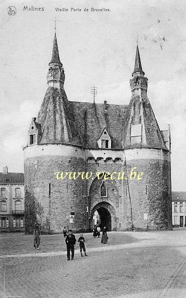 ancienne carte postale de Malines Vieille porte de Bruxelles