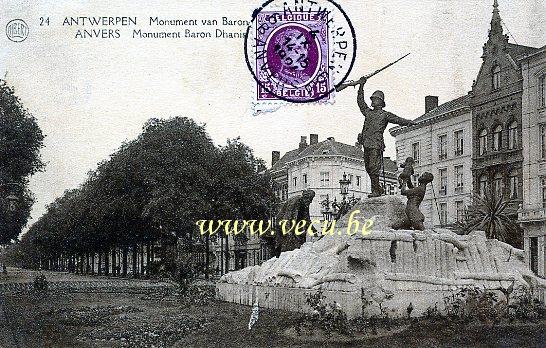 postkaart van Antwerpen Monument van Baron Dhanis
