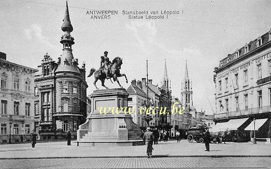 postkaart van Antwerpen Standbeeld van Leopold I