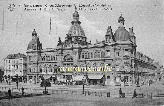 postkaart van Antwerpen Circus Schouwburg, Leopold de Waelplaats