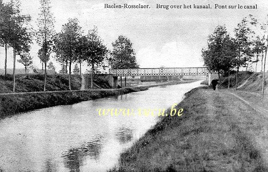 ancienne carte postale de Balen Baelen-Rosselaer, Brug over het Kanaal. Pont sur le canal.