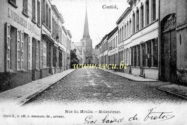 ancienne carte postale de Kontich Rue du Moulin