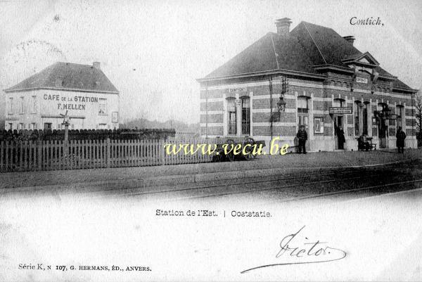 ancienne carte postale de Kontich Station de l'Est
