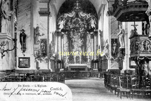 ancienne carte postale de Kontich L'église