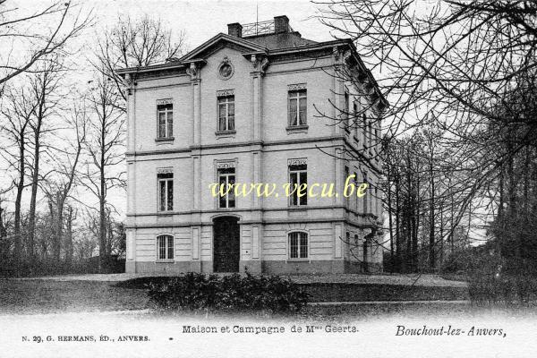 ancienne carte postale de Bouchout-lez-Anvers Maison et Campagne de Mme Geerts