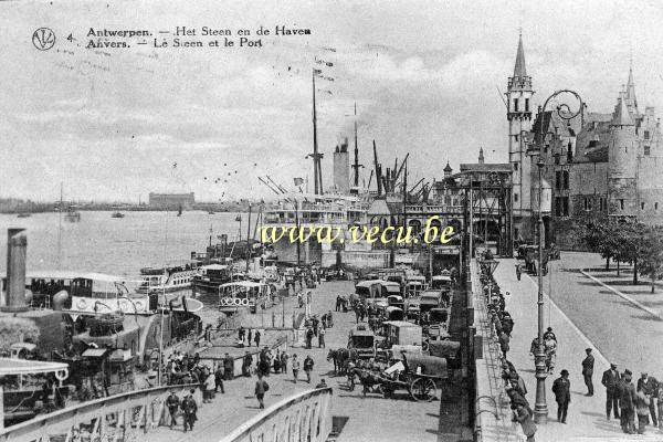 postkaart van Antwerpen Het Steen en de haven