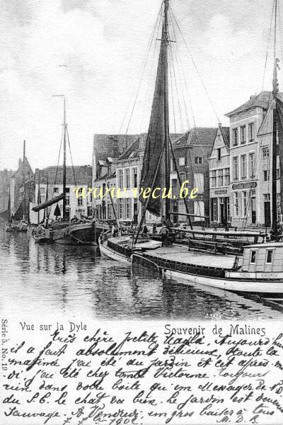 postkaart van Mechelen  zicht op de Dijle