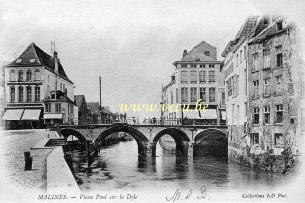 postkaart van Mechelen Oude brug over Dijle