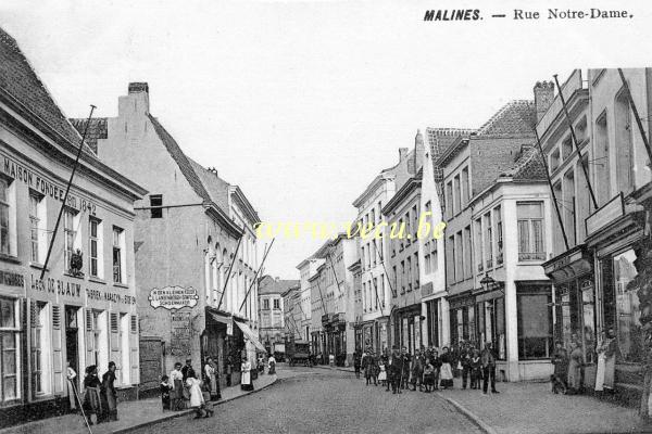 ancienne carte postale de Malines Rue Notre-Dame