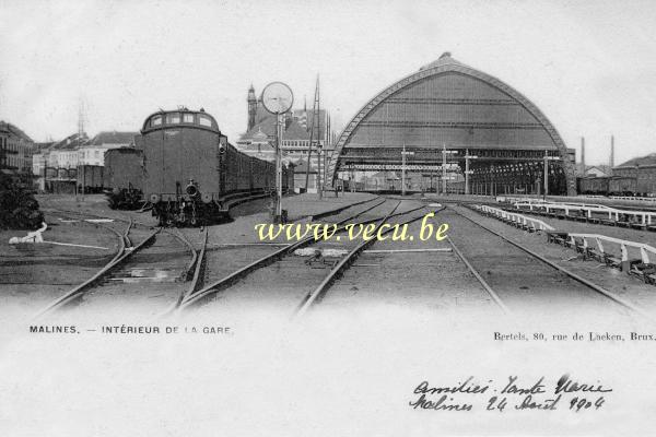 ancienne carte postale de Malines Intérieur de la Gare