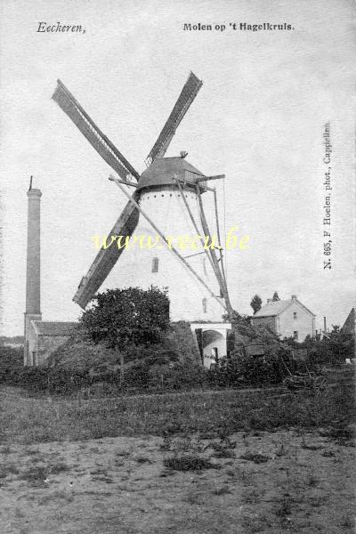 ancienne carte postale de Ekeren Moulin à la Croix de Grêle (Hagelkruis)