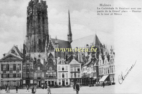 ancienne carte postale de Malines La Cathédrale St Rombaut