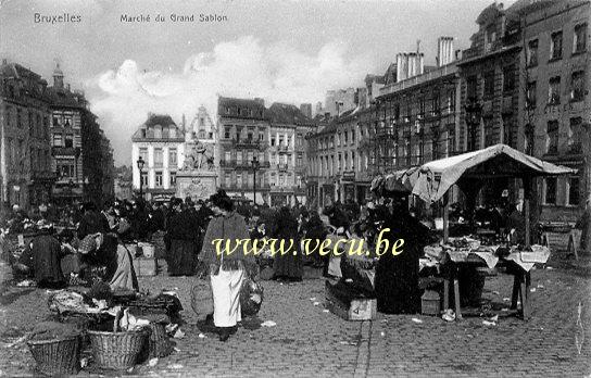 ancienne carte postale de Bruxelles Marché du Grand Sablon