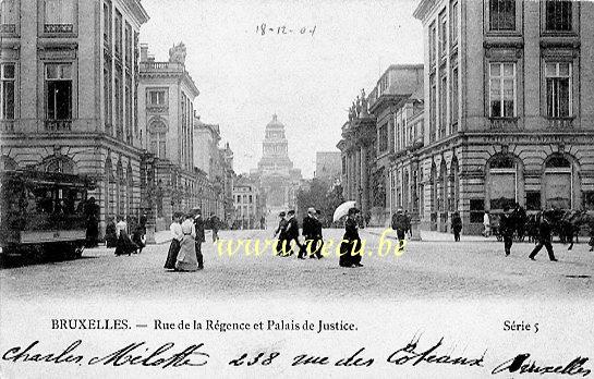 postkaart van Brussel Regentschapsstraat en Justiciepaleis