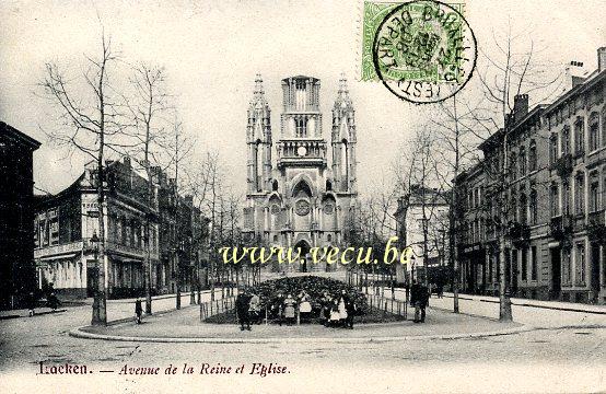 ancienne carte postale de Laeken Avenue de la Reine et Eglise