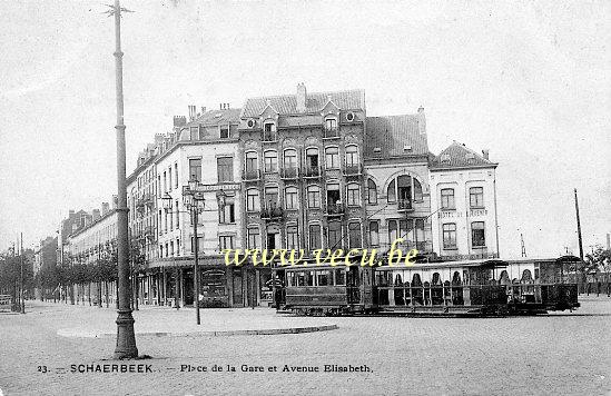 ancienne carte postale de Schaerbeek Place de la Gare et avenue Elisabeth