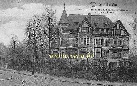ancienne carte postale de Watermael-Boitsfort Groupe de villas au coin du blvd du Souverain et de la rue Nizard
