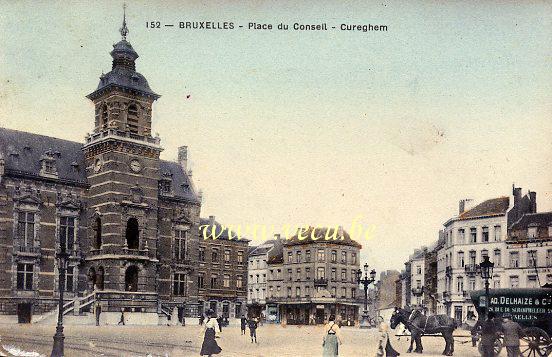 ancienne carte postale de Anderlecht Place du Conseil - Cureghem