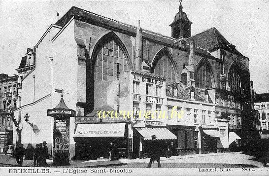 ancienne carte postale de Bruxelles L'Eglise Saint-Nicolas