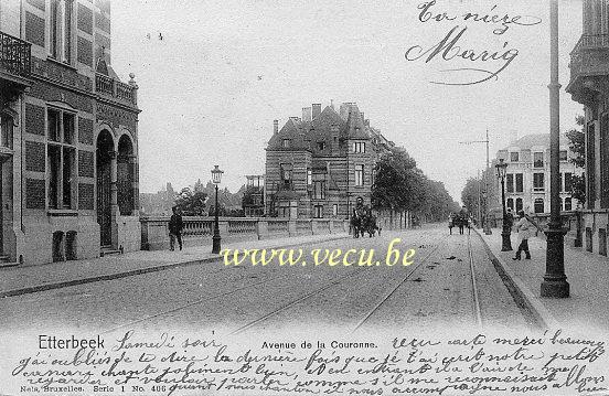 ancienne carte postale de Etterbeek Avenue de la Couronne