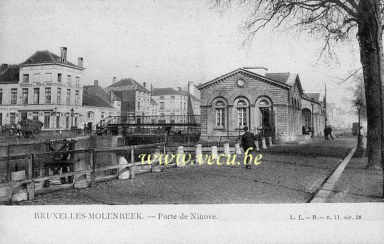ancienne carte postale de Molenbeek Porte de Ninove
