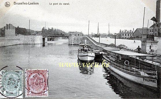 ancienne carte postale de Laeken Le pont du canal