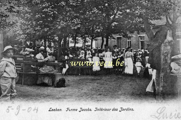 ancienne carte postale de Laeken Ferme Jacobs - Intérieur des jardins