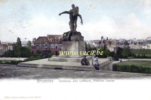 postkaart van Brussel De dood van Ompdrailles. Het graf van de strijders