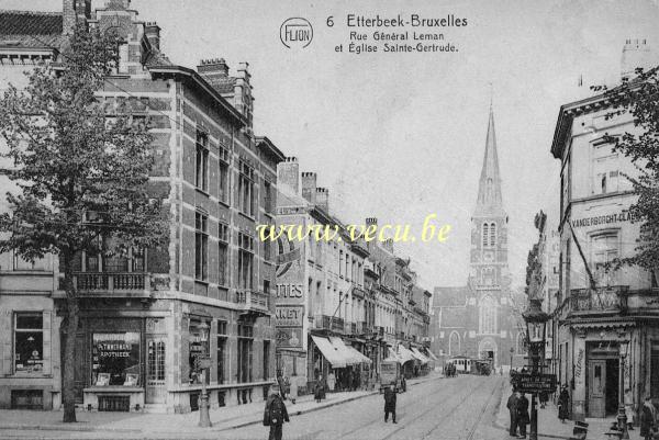 postkaart van Etterbeek Rue Général Leman et Eglise Sainte Gertrude