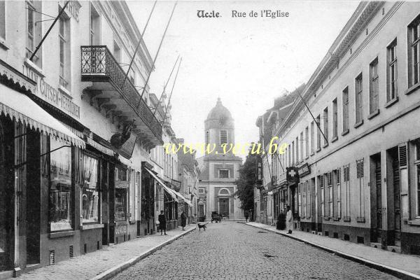 postkaart van Ukkel Rue de l'Eglise (actuelle rue Xavier de Bue)