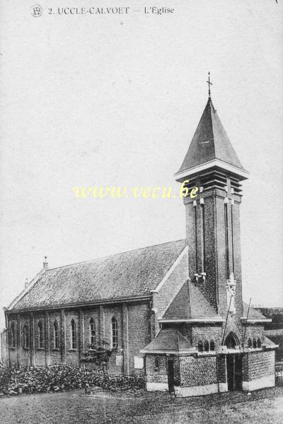 postkaart van Ukkel Calevoet - De Kerk