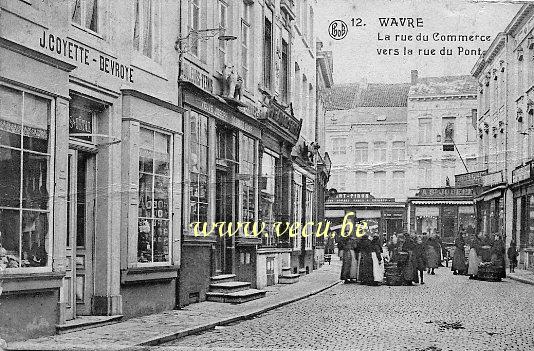 postkaart van Waver La rue du Commerce vers la rue du Pont