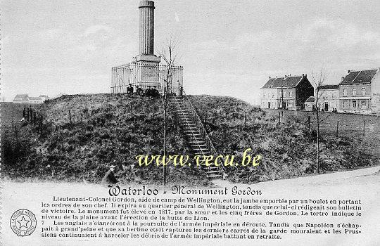 ancienne carte postale de Waterloo Monument Gordon
