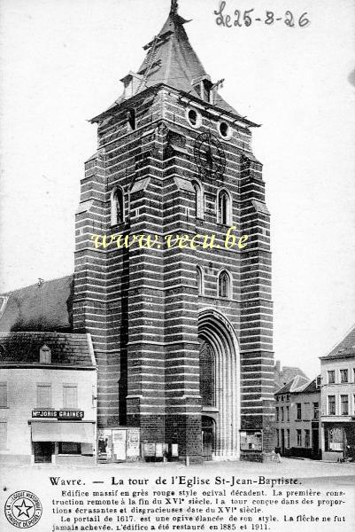 postkaart van Waver La tour de l'église Saint Jean-Baptiste