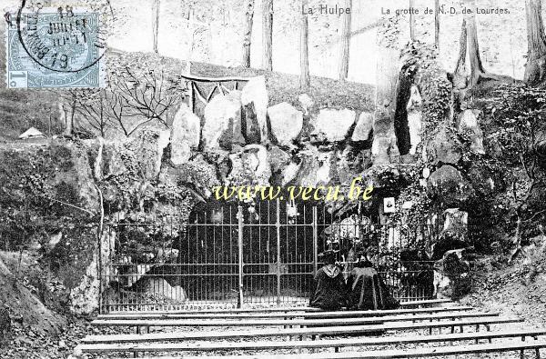 ancienne carte postale de La Hulpe La grotte de Notre Dame de Lourdes