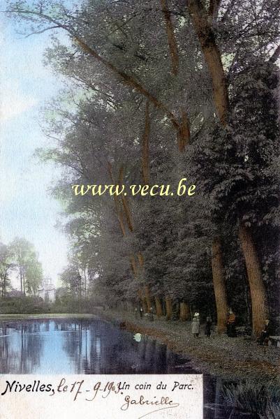 ancienne carte postale de Nivelles Un coin du Parc