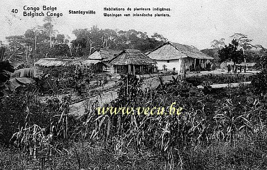 ancienne carte postale de Stanleyville Habitation de planteurs indigènes