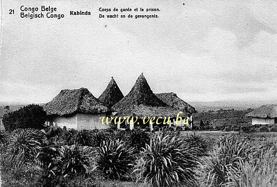 ancienne carte postale de Kabinda Corps de garde et la prison