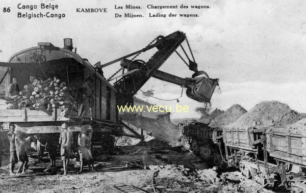 ancienne carte postale de Katanga Kambove  Les mines. Chargement des wagons