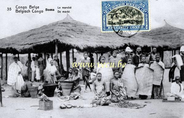 ancienne carte postale de Boma Le marché