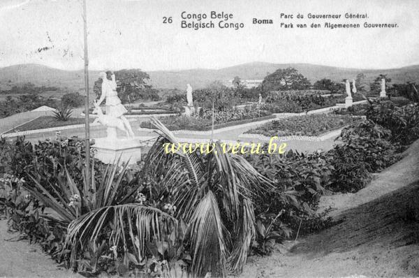 ancienne carte postale de Boma Parc du Gouverneur général