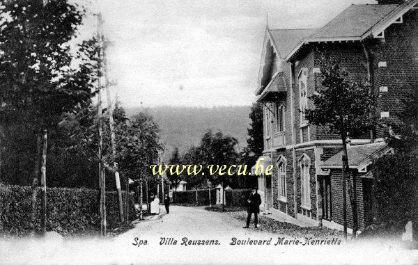 ancienne carte postale de Spa Villa Reussens. Boulevard Marie-Henriette.