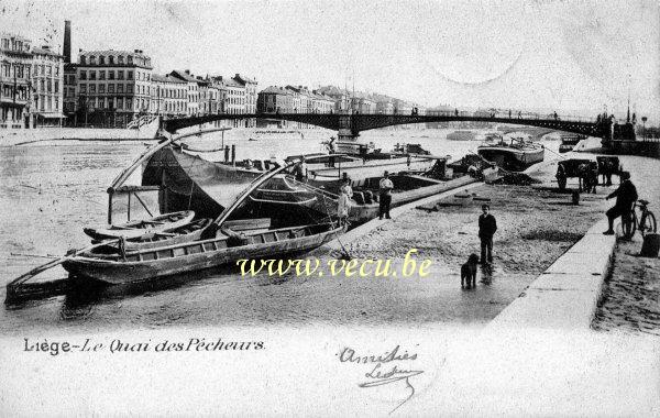 ancienne carte postale de Liège Le Quai des Pêcheurs