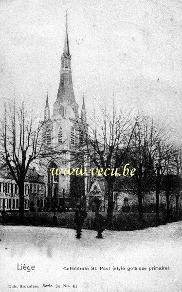 ancienne carte postale de Liège Cathédrale St Paul