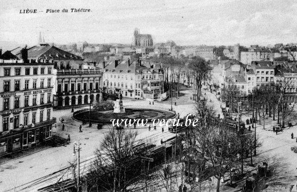 ancienne carte postale de Liège Place du Théatre