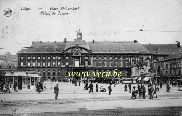 ancienne carte postale de Liège Place St Lambert - Palais de Justice